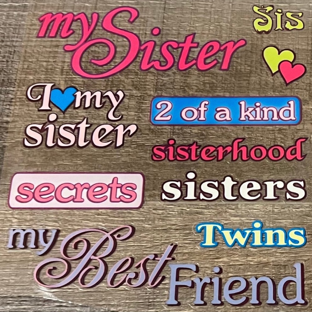 💞 New My Sister Twins Scrapbook Craft Stickers